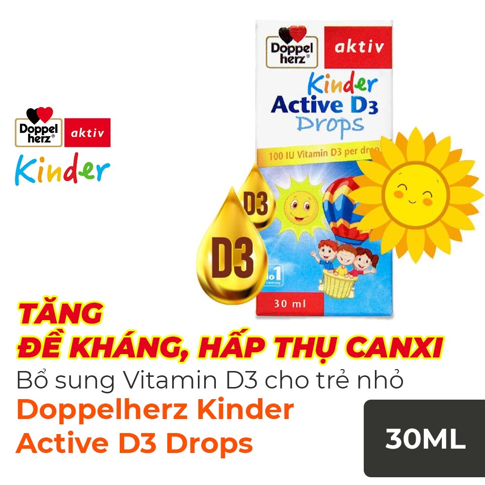 CHERRY PHARMACY Siro Kinder Active D3 Drops bổ sung Vitamin D3 chai 30ml