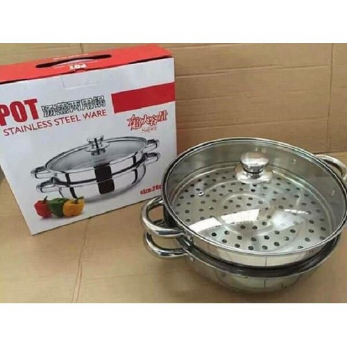 Nồi hấp inox 2 tầng Hotpot 28cm Tmark