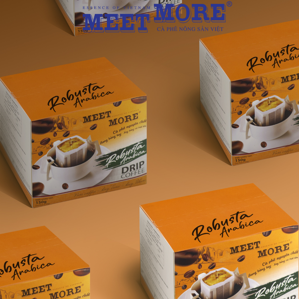Hộp cà phê phin giấy Robusta và Arabica Meet More (10 túi x 15g)