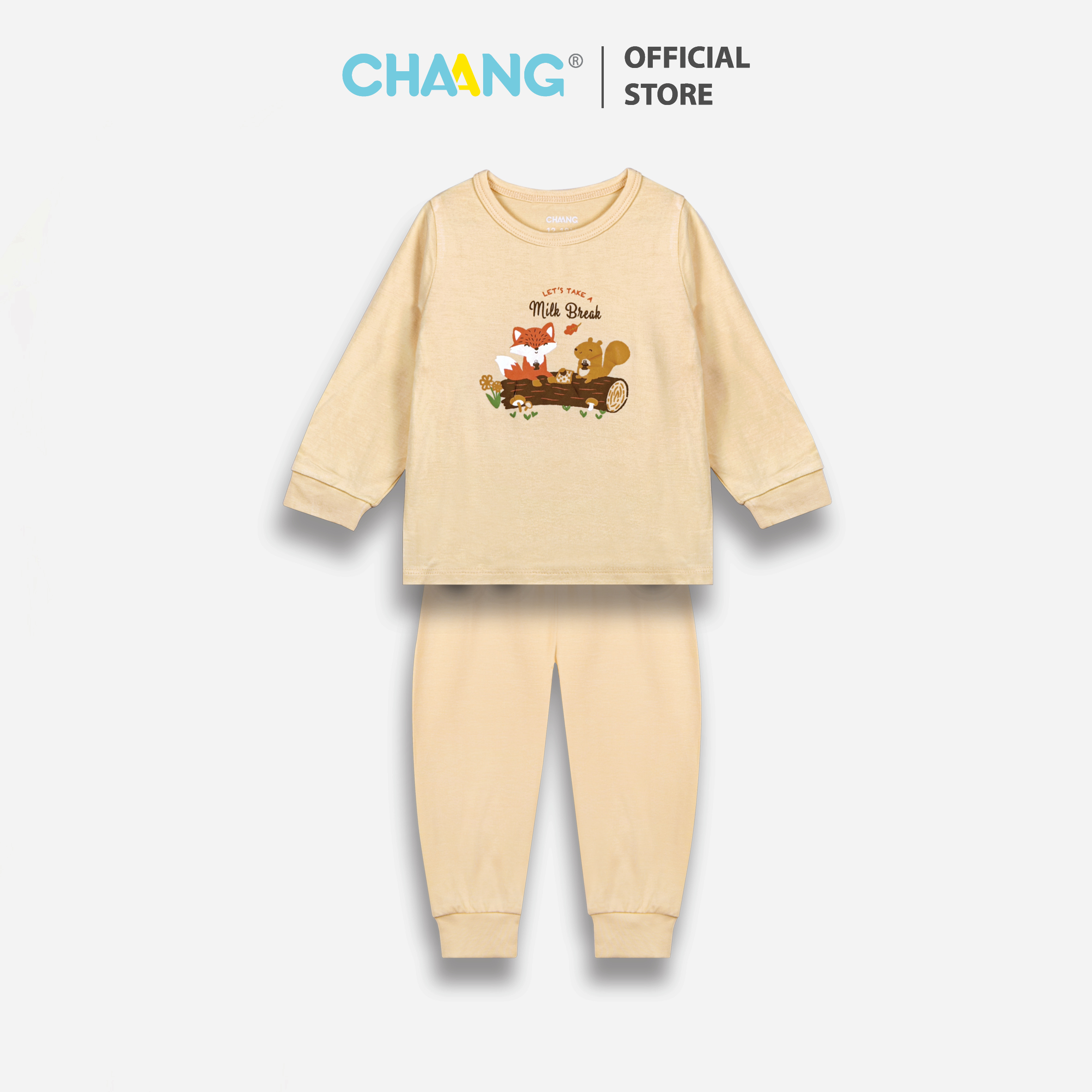 Bộ quần áo dài tay cúc vai cho bé Park vàng Chaang