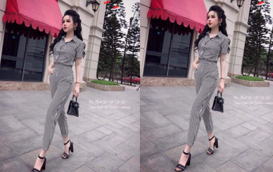 [HCM]Jumsuit dạo phố quần dài sọc đứng cổ sơ mi
