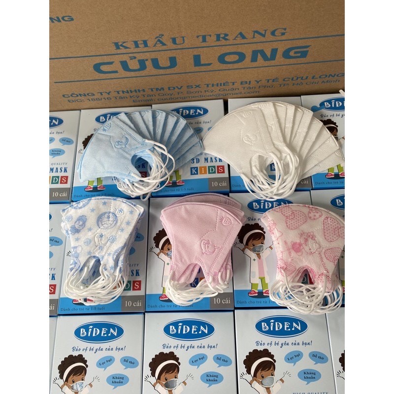 Khẩu trang Biden 3D cho bé (Hộp 10c)