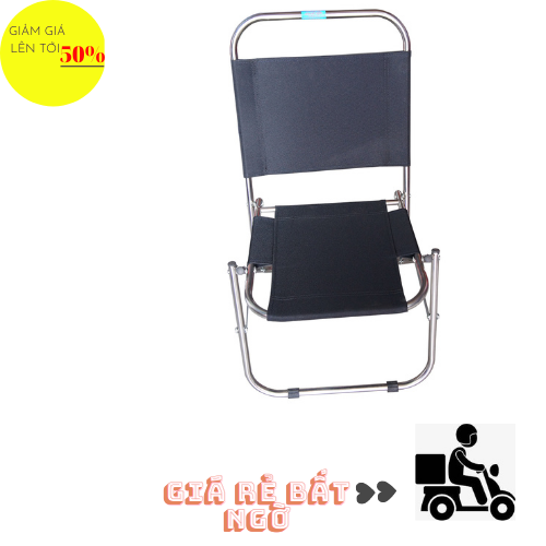 Ghế Xếp Cafe Vải Đen Lưng Thấp
