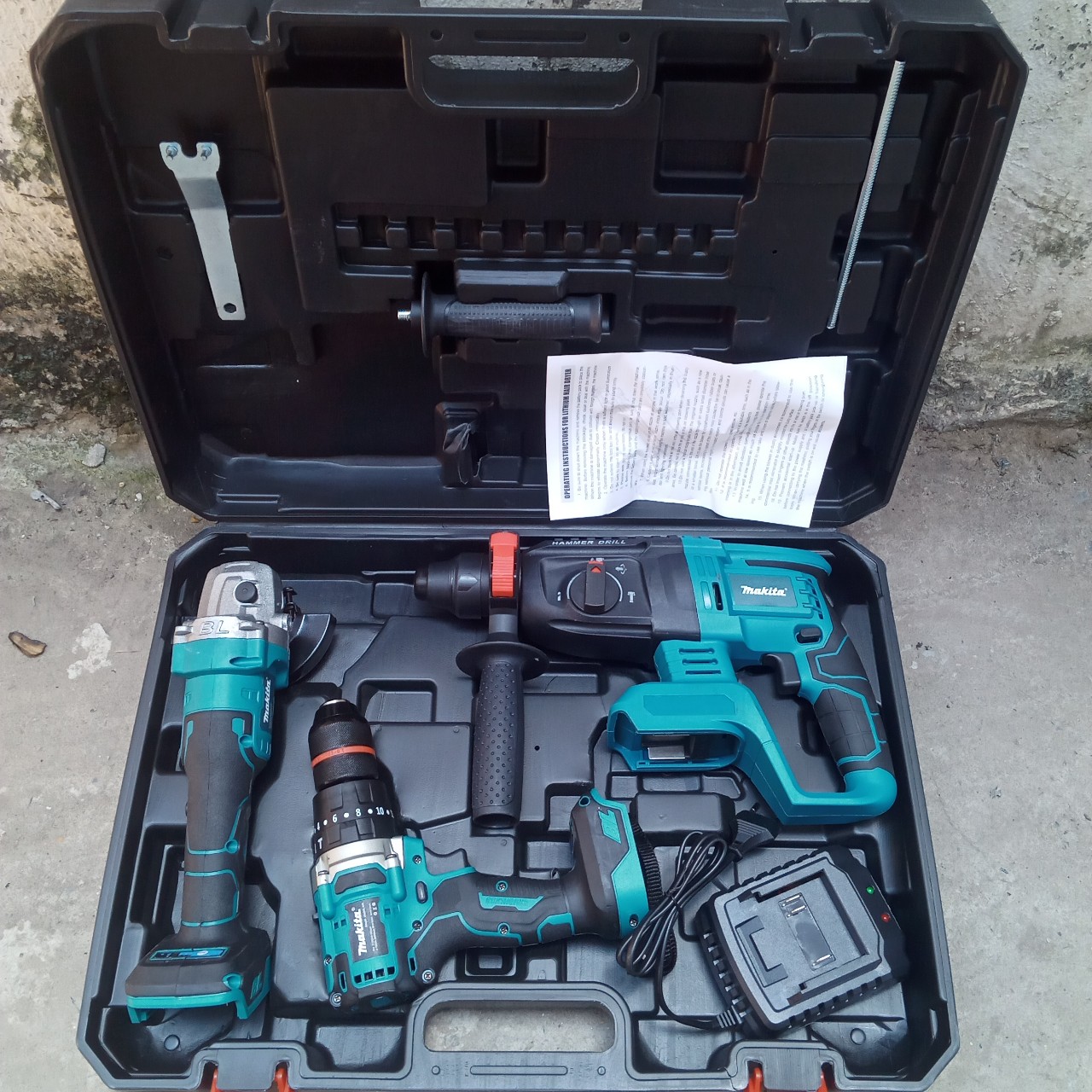 Combo thân máy khoan bê tông pin makita + Thân máy mài góc pin makita + Thân máy khoan vít pin 13ly makita động cơ từ không chổi than