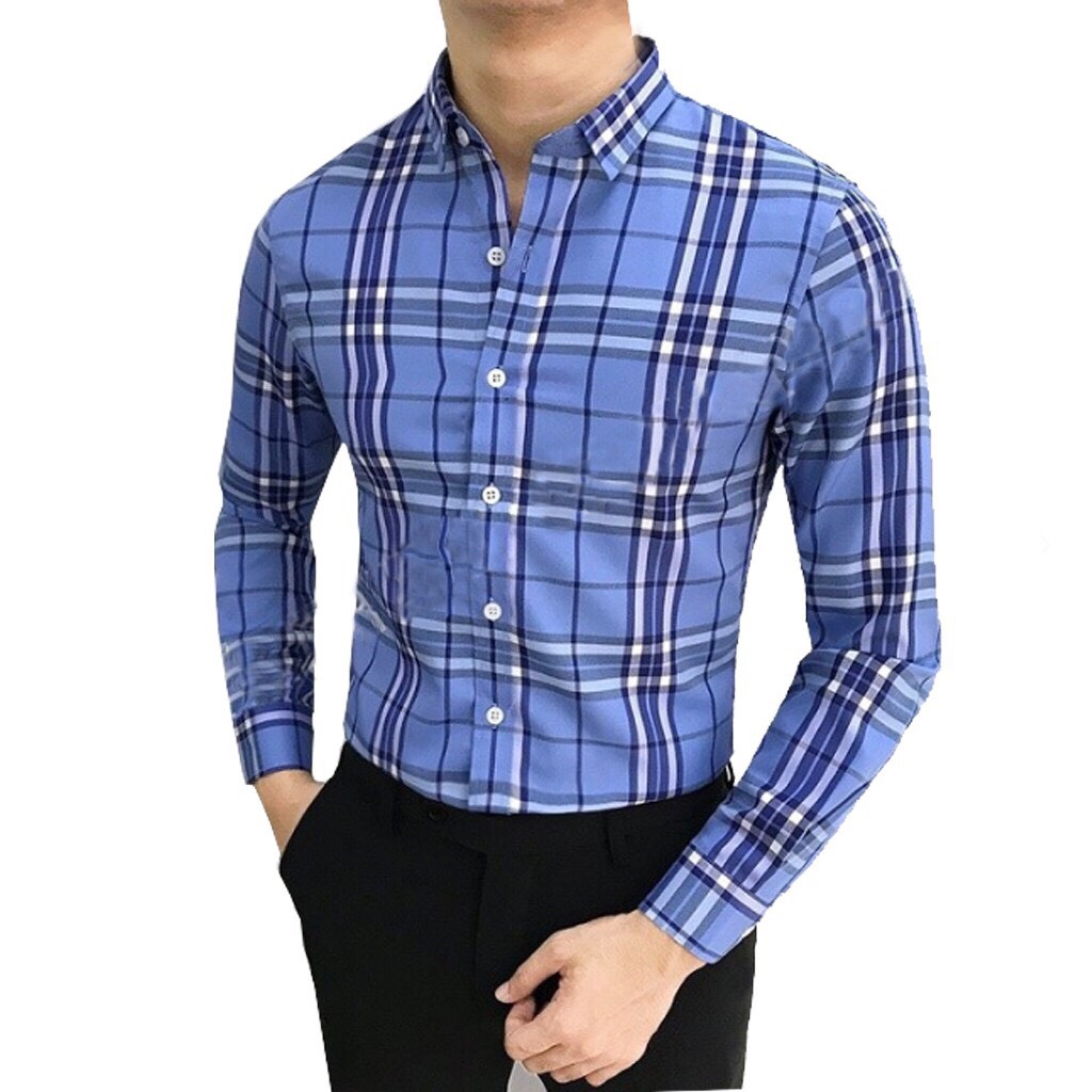 Áo sơ mi nam Kẻ BBR loại đẹp(Xanh Nhạt)