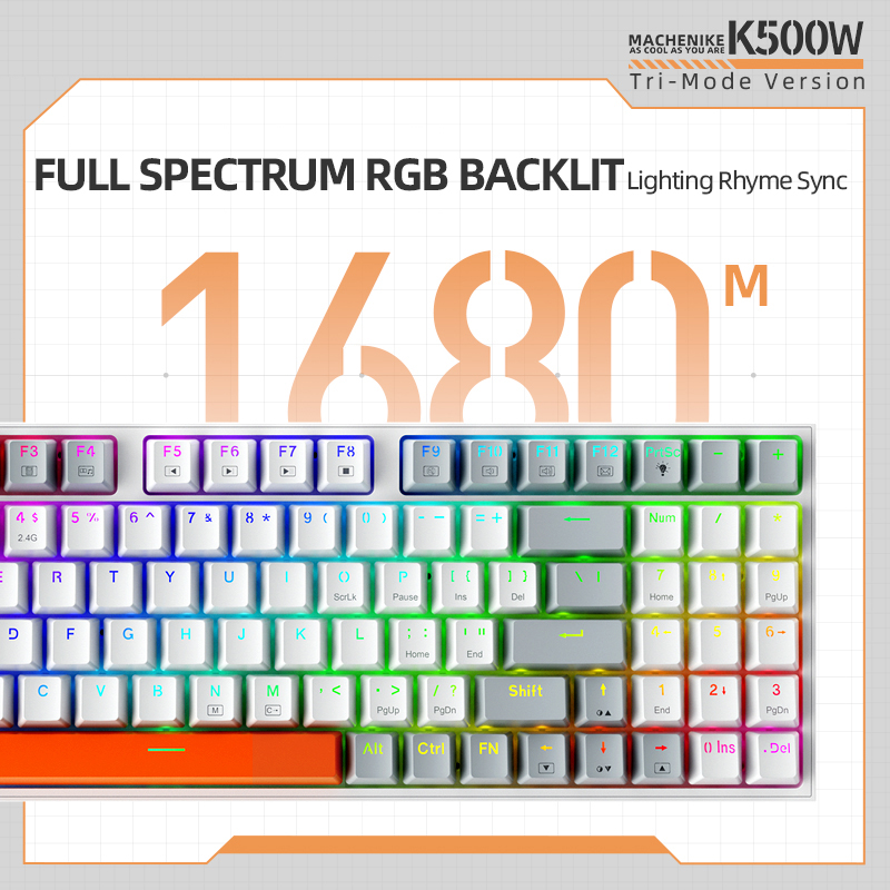 Machenike K500 Bàn phím cơ Hot Swappable Ba chế độ Bluetooth không dây / 2.4G / Bàn phím có dây Bàn phím chơi game 90% Phím RGB Backlit Brown / White / Red Switch cho Android Máy tính bảng Windows Máy tính xách tay