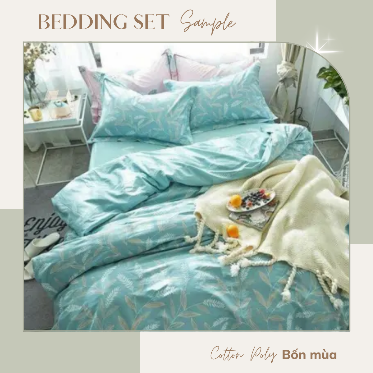Bộ Ga gối 3 món Cotton poly bốn mùa đủ size