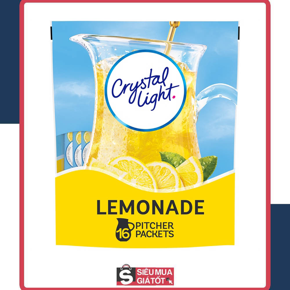 [Date 8.2022] BỘT PHA NƯỚC CHANH CRYSTAL LIGHT LEMONADE 244G 16 TÚI MỸ