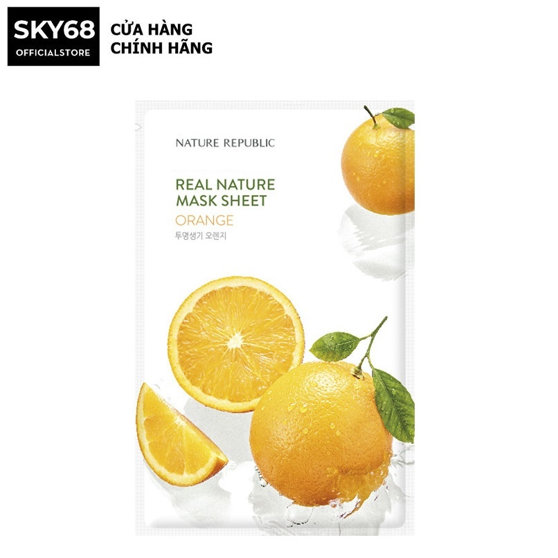 Mặt Nạ Giấy Cấp Ẩm, Dưỡng Trắng, Mờ Thâm, Chống Lão Hoá Nature Republic Real Nature Mask Sheet 23ml - Orange