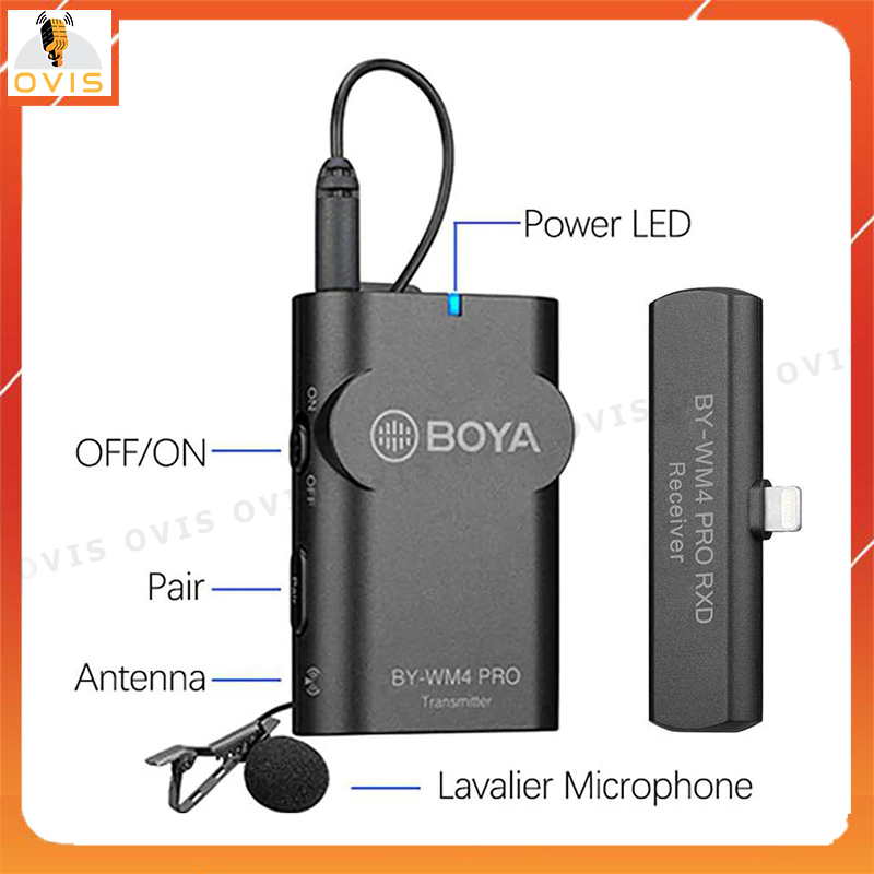 Micro Cài Áo Không Dây cổng Ligthning cho iPhone, iPad | Boya BY-WM4 Pro-K3 / Pro-K4