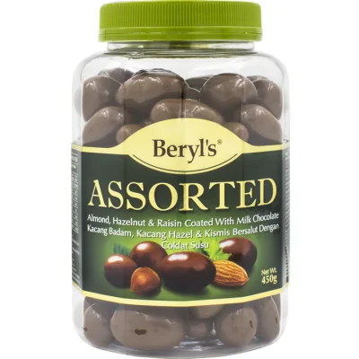 Chocolate Beryl's Assorted hủ 450gr (Socola Sữa nhân hạt hỗn hợp)