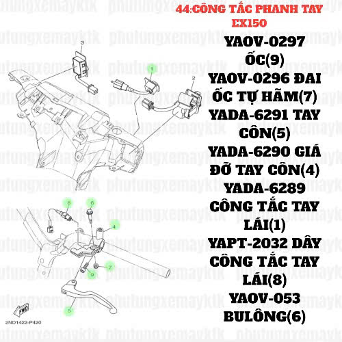 [Chính hãng Yamaha][44:CÔNG TẮC TAY PHANH] Ốc bắt tay côn-EXCITER YAOV-053 (6)