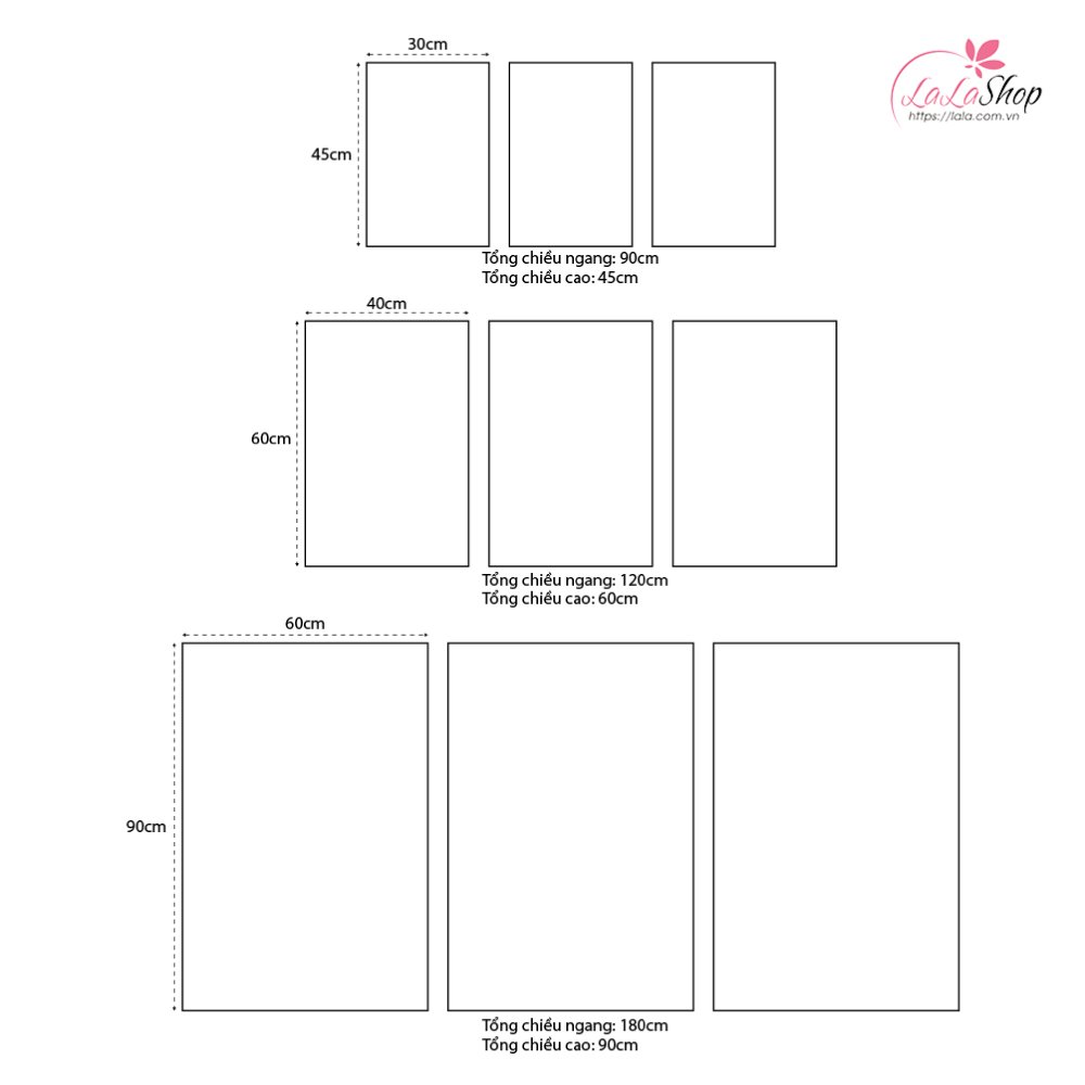 LaLaShop Bộ 3 Bức tranh Canvas treo tường tranh nghệ thuật tranh lá xanh phong cảnh thiên nhiên CÓ KHUNG trang trí tường phòng ngủ, decor phòng khách