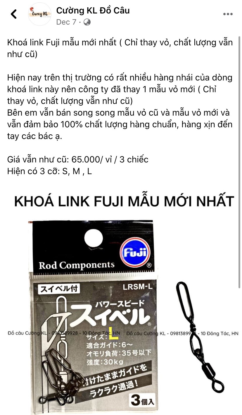 Khóa link câu cá Fuji vỉ 3 chiếc