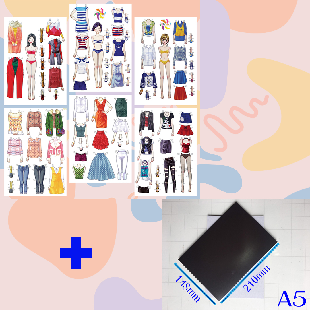 Fashionable dressing paper dolls hand-cut toys for babies Combo 6 super cute pictures BBG008