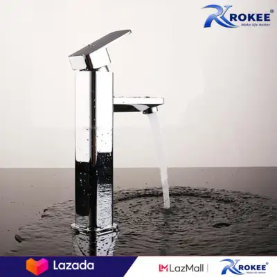 VÒI LAVABO NÓNG LẠNH 20CM ROKEE - DL216 (Trắng bạc)