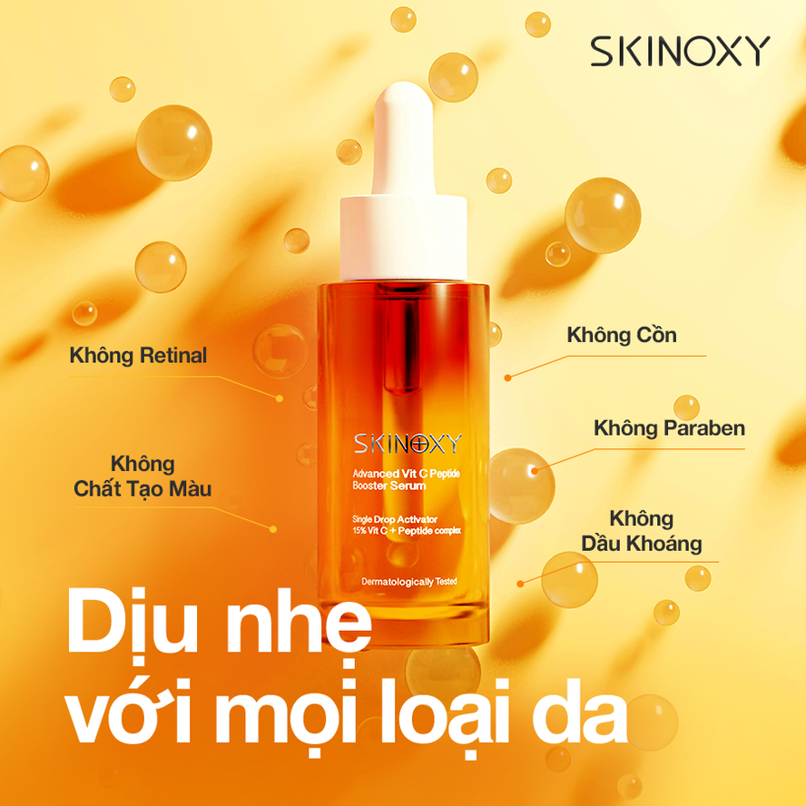 G-Skinoxy Advanced Vit C Peptide Booster Serum – 9Ml (Tinh Chất Dưỡng Da Sáng Da Và Mờ Thâm Skinoxy - 9Ml)