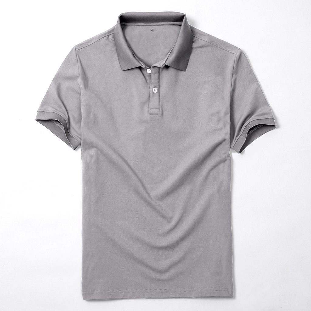 Áo thun polo có cổ nữ và nam cá sấu màu xám khói phom xuông vải cá sấu