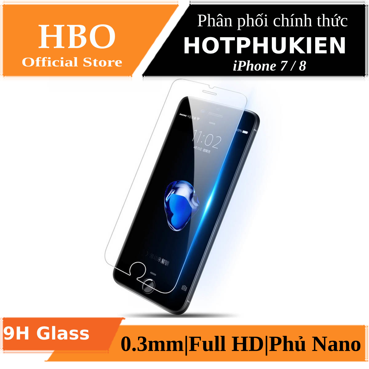 [HCM]Miếng dán kính cường lực iPhone SE 2020 / iPhone 7 / iPhone 8 hiệu HBO (độ cứng 9H mỏng 0.3mm hạn chế bám vân tay) - Phân phối bởi Hotphukien