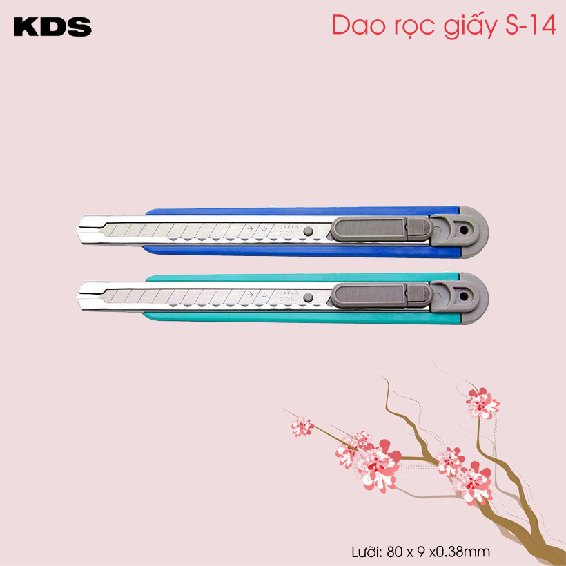 Dao rọc giấy văn phòng 9mm KDS Nhật Bản S-14