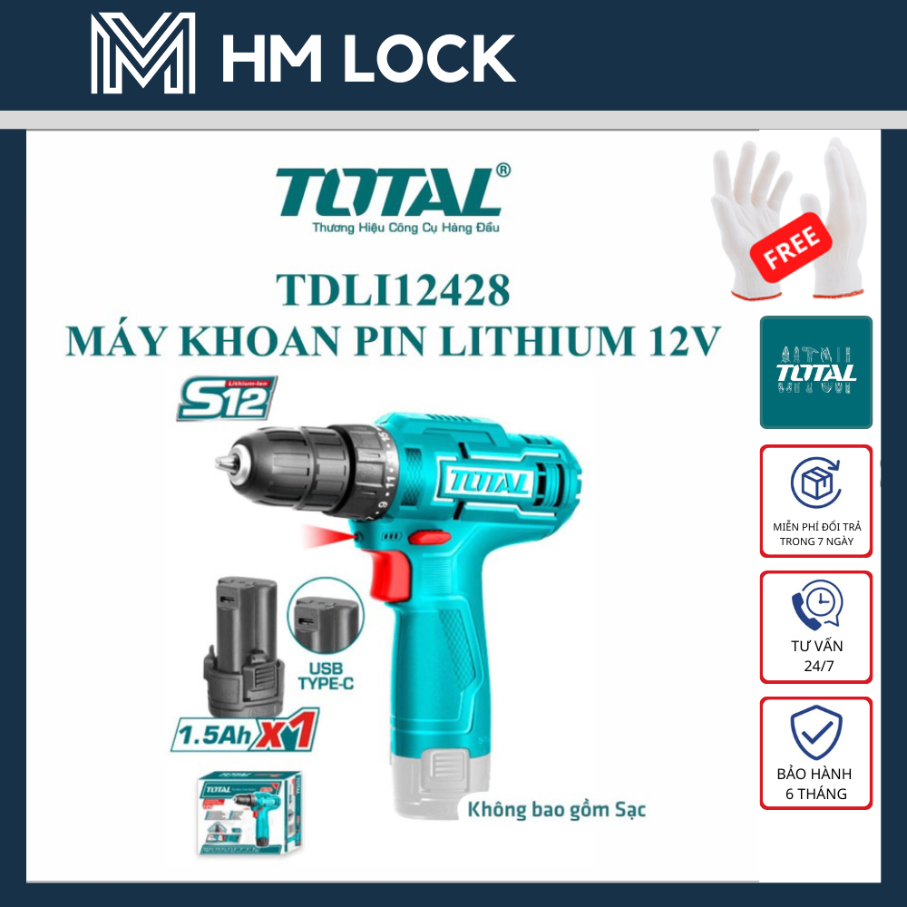 Máy khoan pin 12v total - hàng chính hãng - tdli12428