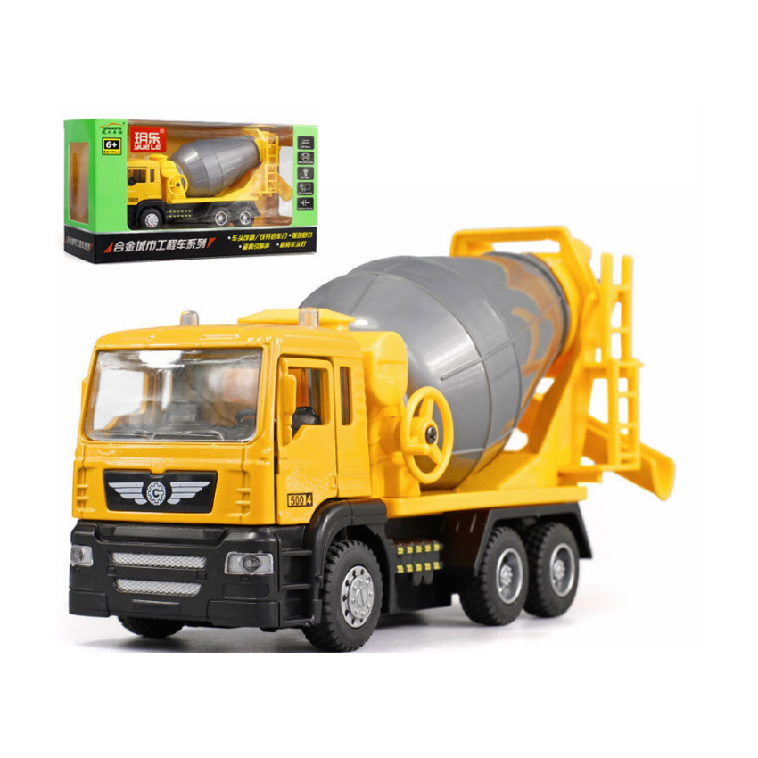 Mô hình xe trộn bê tông bằng sắt tỉ lệ 1:50 có âm thanh và đèn