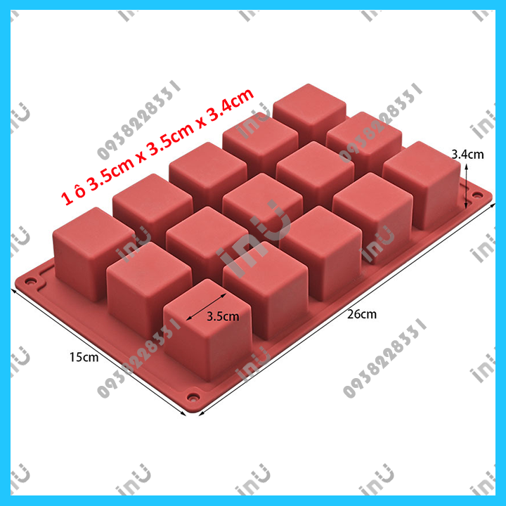 [HCM]Khuôn silicon vuông nhiều mẫu làm kẹo dẻo đổ socola râu câu pudding BSI
