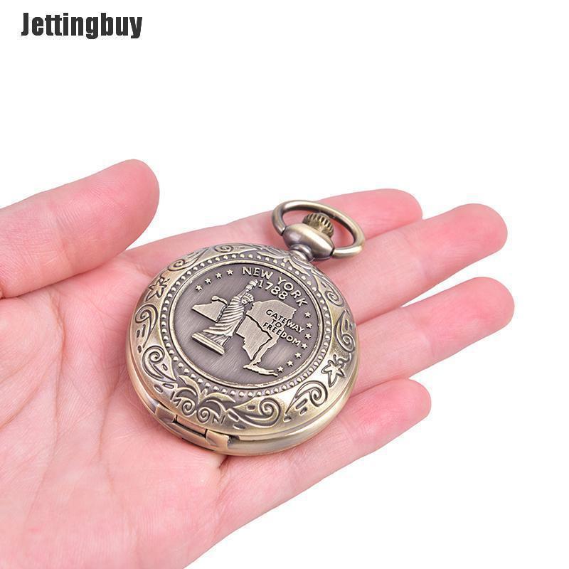 Jettingbuy Vintage Bronze Compass Design Pocket Watch Retro Pocket Watch Compass Zinc Alloy