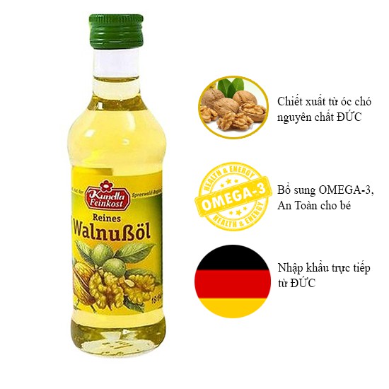 Dầu óc chó Kunella cho bé Feinkost chai 100ml