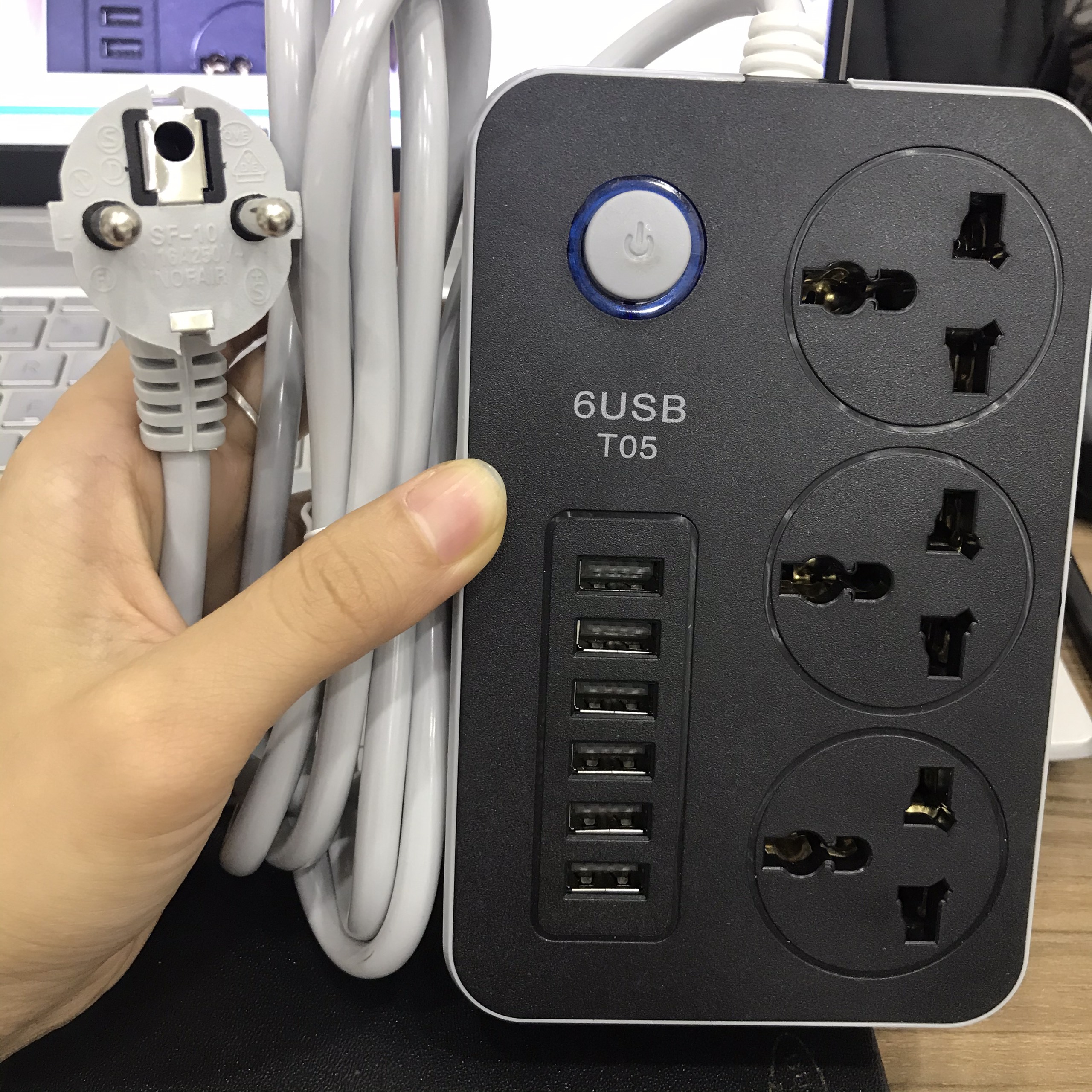 Ổ CẮM ĐIỆN ĐA NĂNG THÔNG MINH CÓ 6 CỔNG USB SẠC NHANH AN TOÀN CHỐNG GIẬT SIÊU TIỆN LỢI - Ổ CẮM ĐIỆN 3 PHÍCH CẮM 6 CỔNG USB CHỐNG CHÁY NỔ