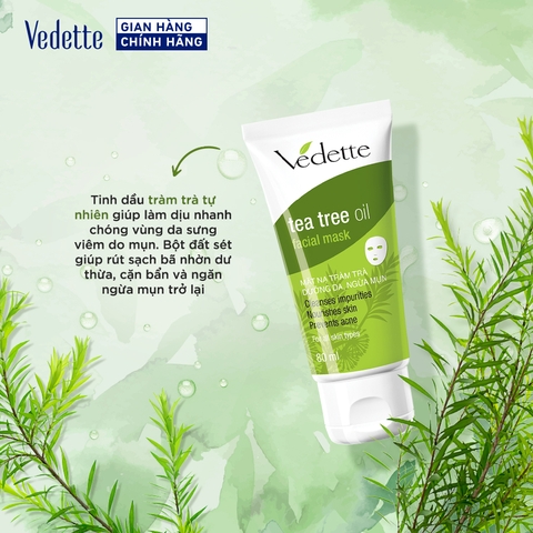 Mặt nạ đất sét Vedette tinh dầu tràm trà (Tea Tree Oil) 80ml