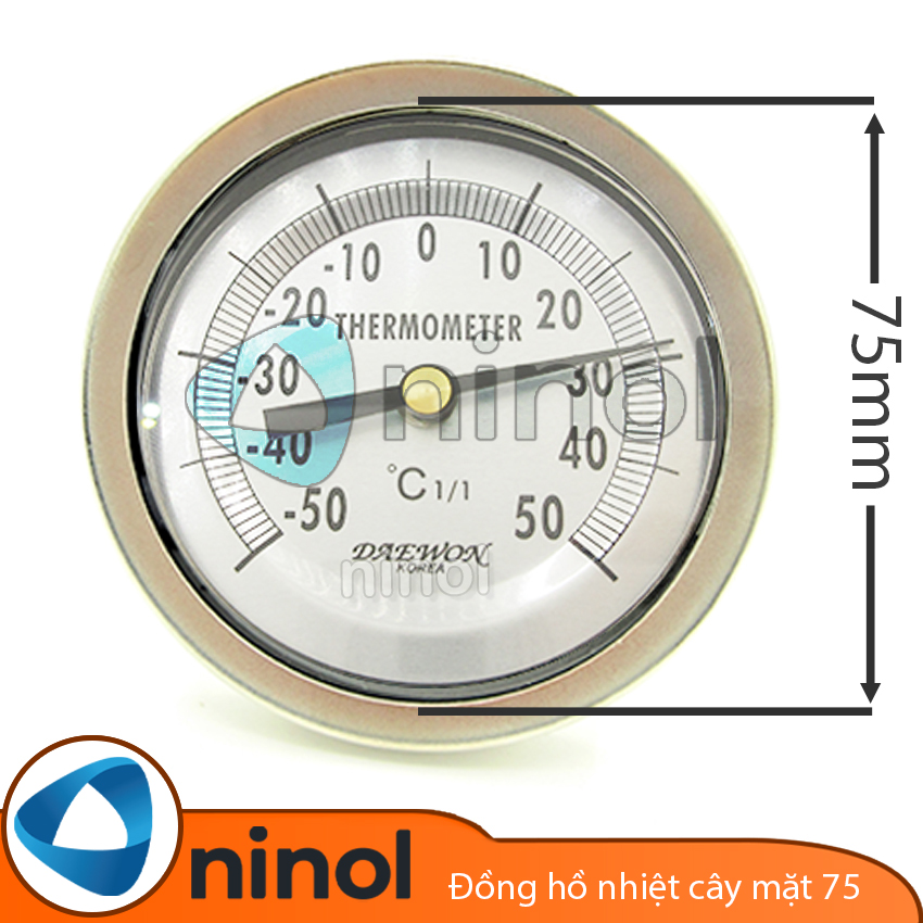 Đồng hồ đo nhiệt độ inox chân sau mặt 75