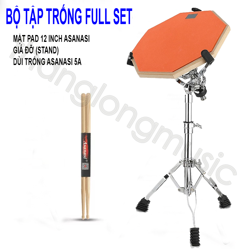 Chân đỡ trống snare, mặt pad tập trống 12 inch , trống điện tử chất liệu thép không gỉ điều chỉnh chiều cao