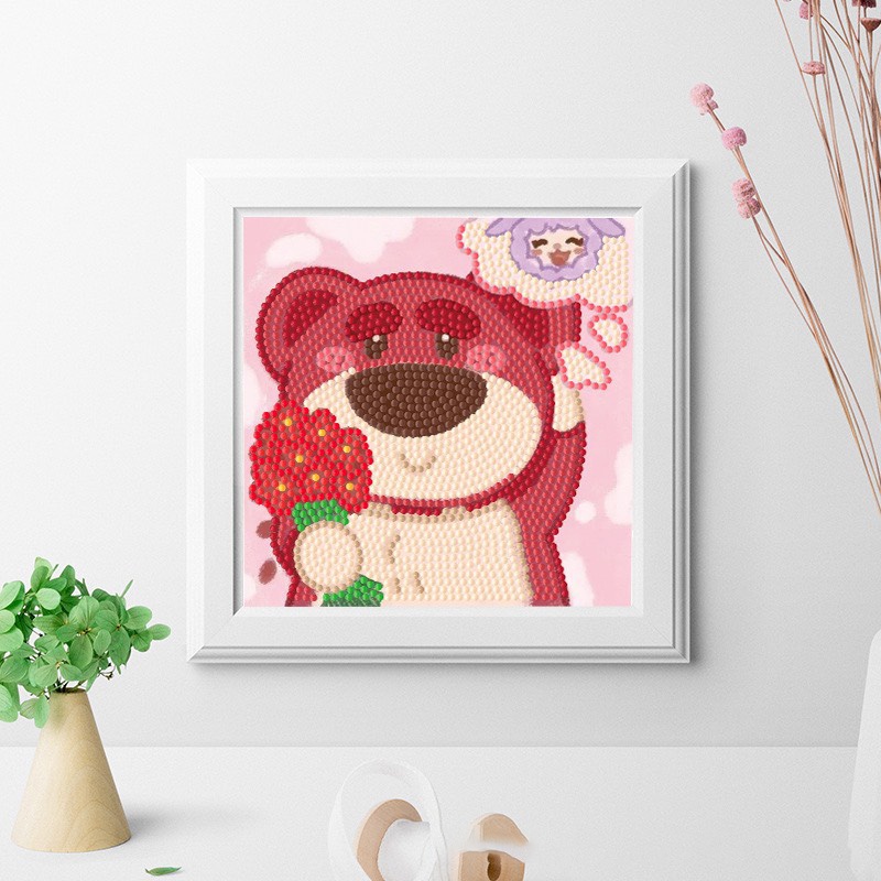 Tranh đính đá cho bé gái màu hồng cực kỳ dễ thương, tranh gắn đá giúp bé Rèn tính kiên nhẫn tỉ mỉ, tính sáng tạo và năng khiếu mỹ thuật size 20*20 cm- Đồ chơi