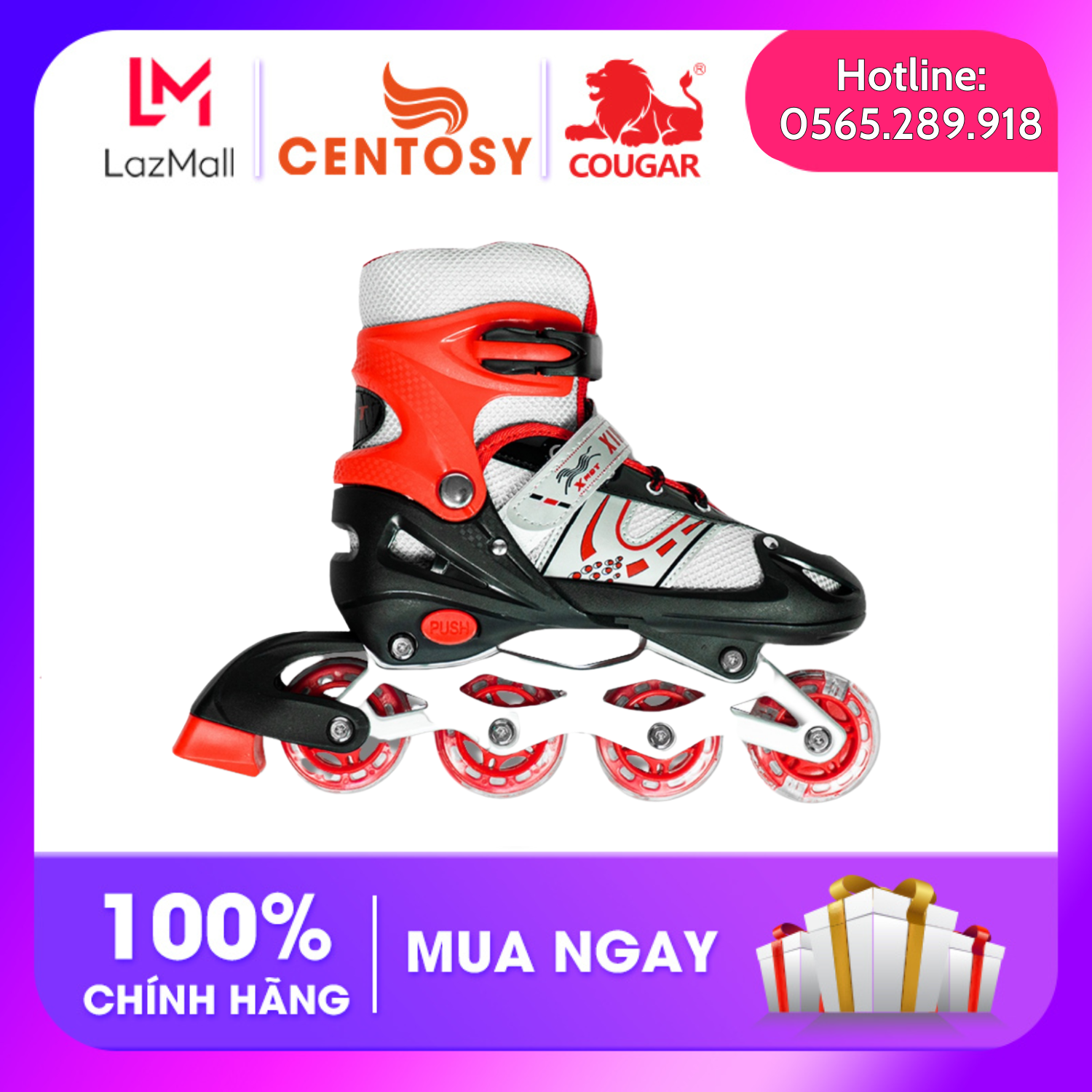 Giày Patin Trẻ Em Bear Có Bánh Đèn, Giày trượt patin trẻ em biến hình thành 2 hàng bánh, chỉnh được size, tặng kèm tool dành cho các bé dưới 38kg