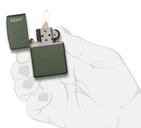Zippo Green Matte with Zippo Logo