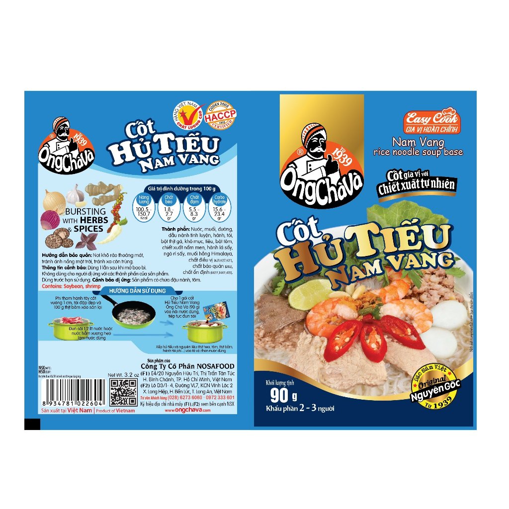 [Mua 1 lốc - Nhận 2 Quà] Lốc 15 Gói Cốt Hủ Tiếu Nam Vang Ông Chà Và 90gr