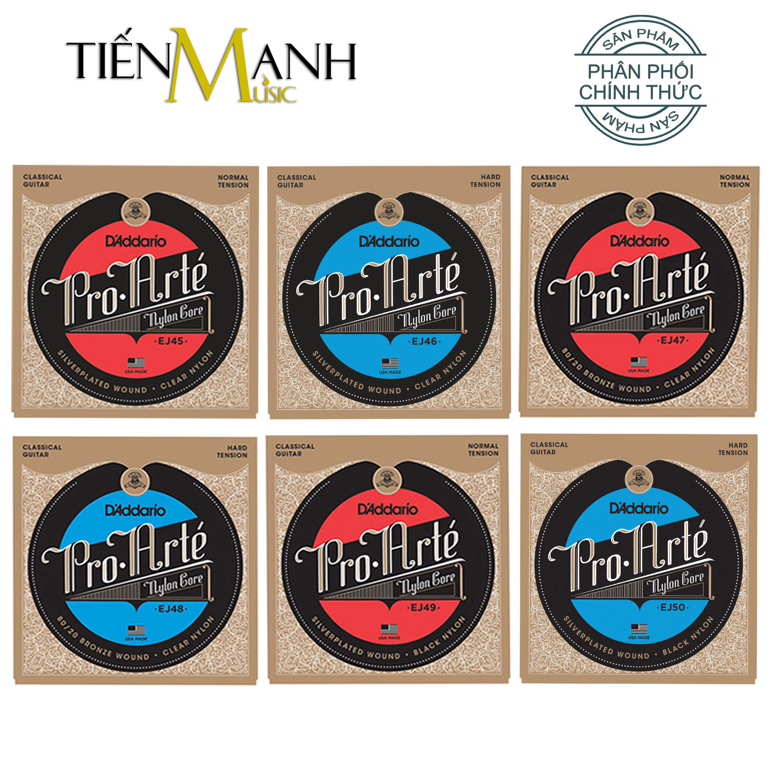 D'Addario EJ45, EJ46, EJ47, EJ48, EJ49, EJ50-set string classic guitar nylon core