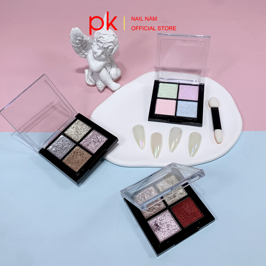 Set tráng gương nén 4 màu trang trí móng