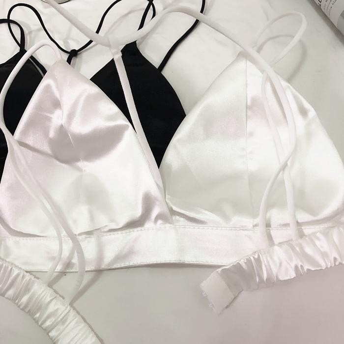 Áo bra satin phi bóng dây chữ Y, áo bra