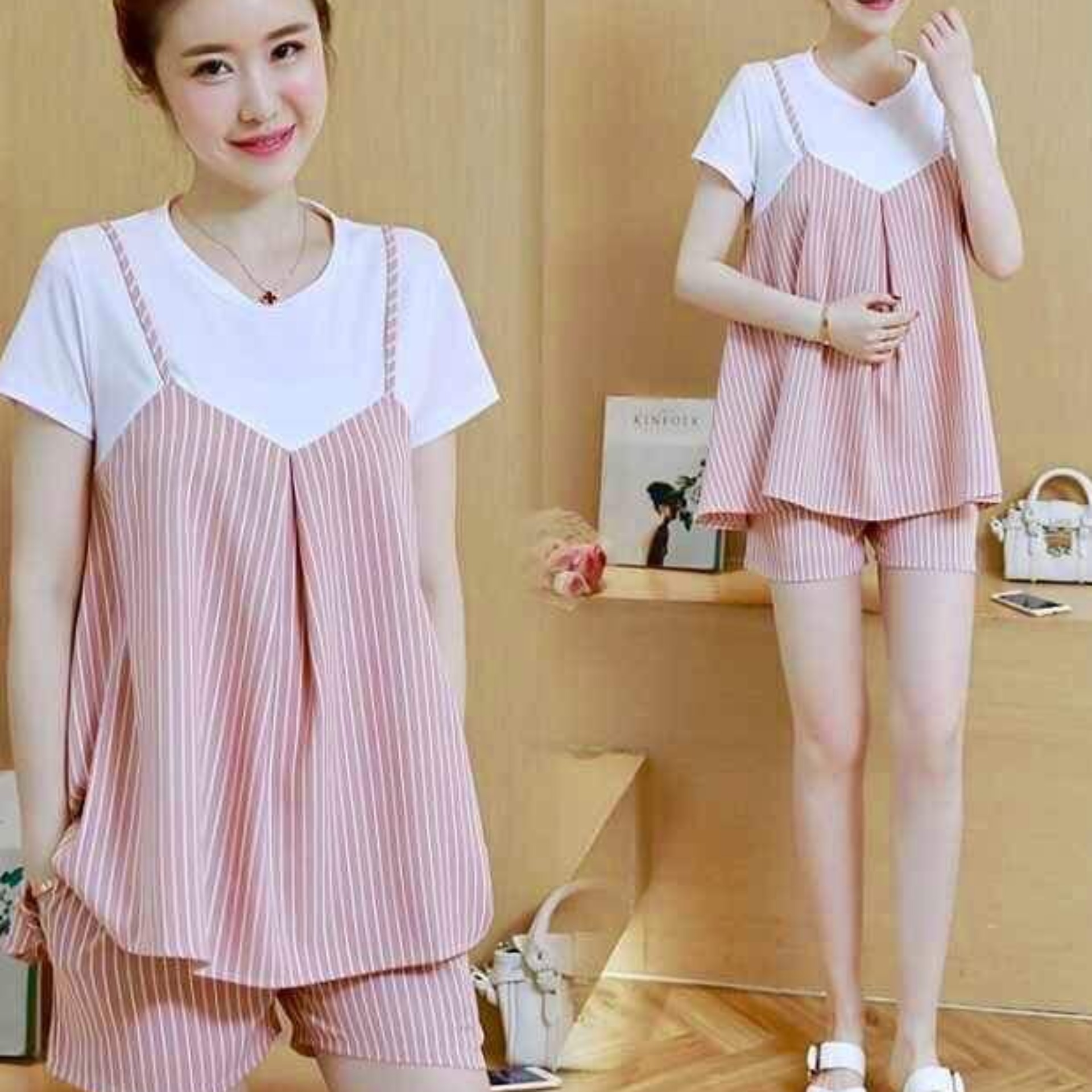 bộ đồ bầu mặc 2in1 mặc bầu và sau sinh