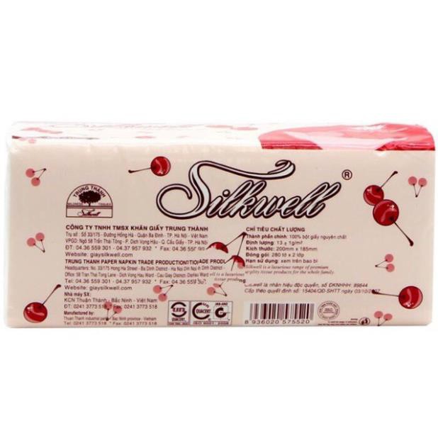 Giấy Ăn Rút Silkwell Đỏ 280 Tờ (Combo 7 gói)