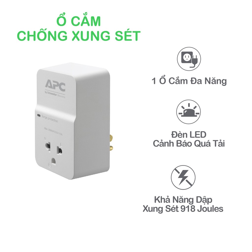 Ổ cắm chống sét 1 ổ cắm pm1w-vn - hàng chính hãng
