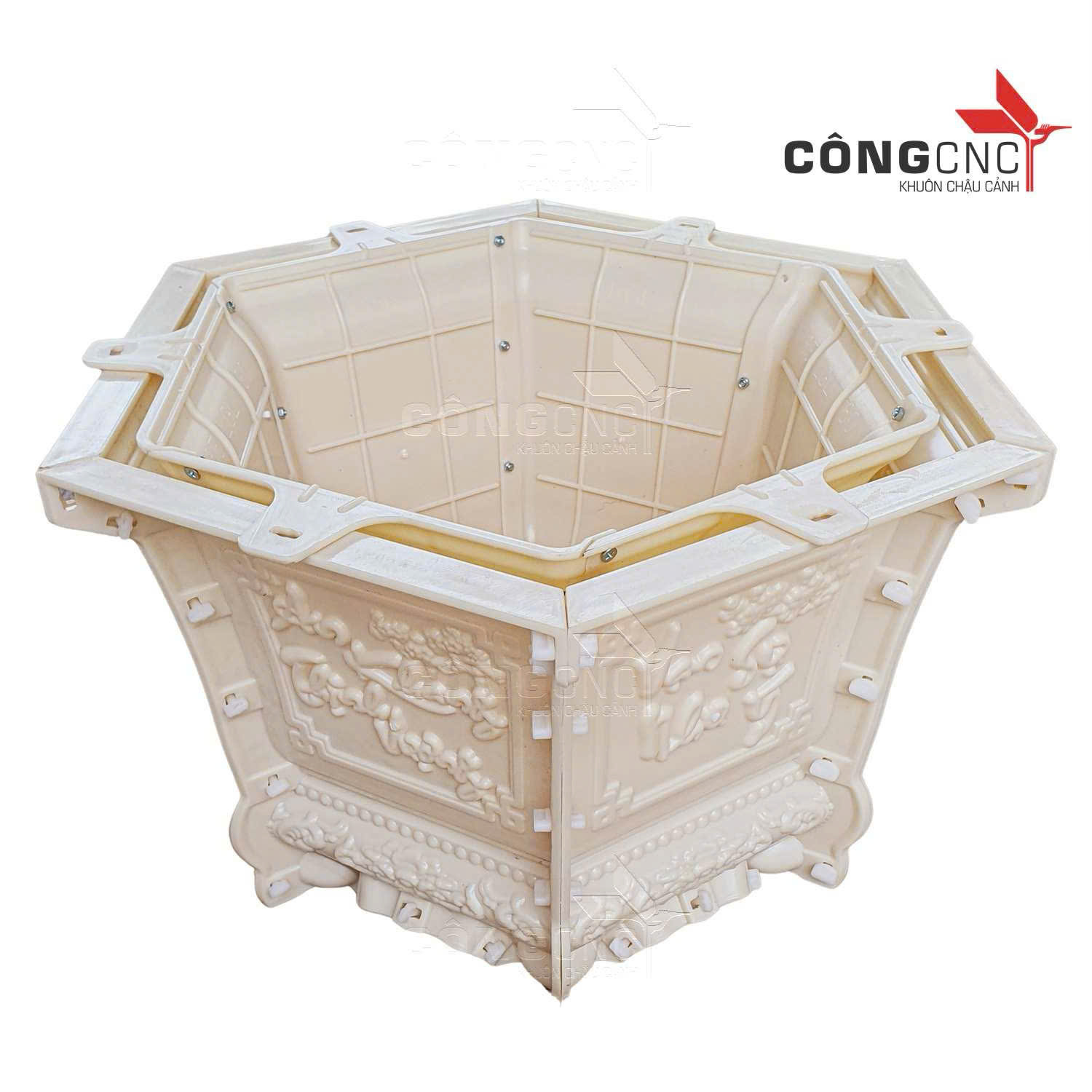 Khuôn Đúc Chậu Lục Giác 60 Chân Liền