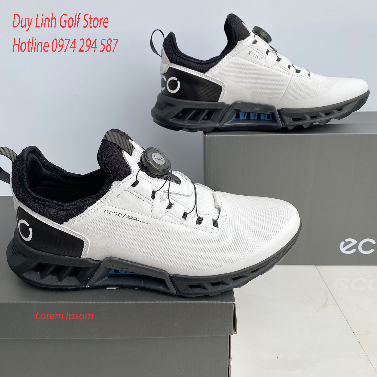 giày golf nam ecco, có nút vặn, chất liệu da pu cao cấp không thấm nước, đi êm chân, men's golf shoes, giày gôn nam