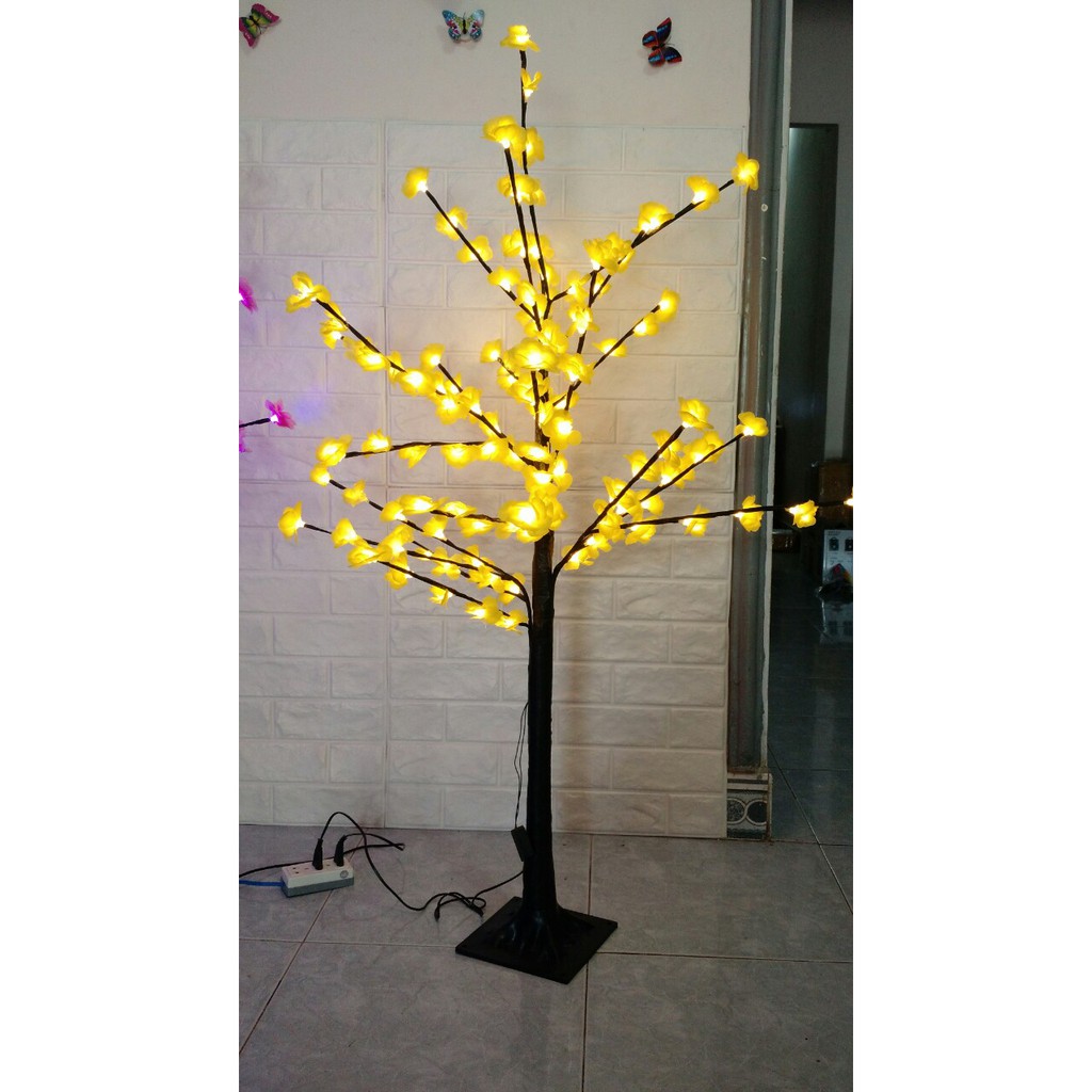 [HCM]Cây hoa mai trang trí tết có đèn led cao 1m2