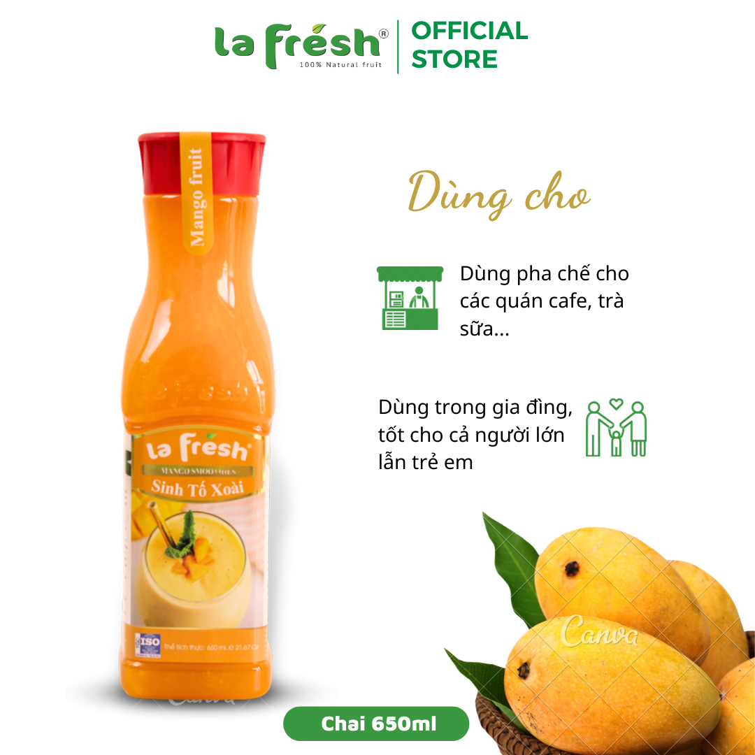 Sinh Tố Xoài Lafresh Đà Lạt Chai 650ml