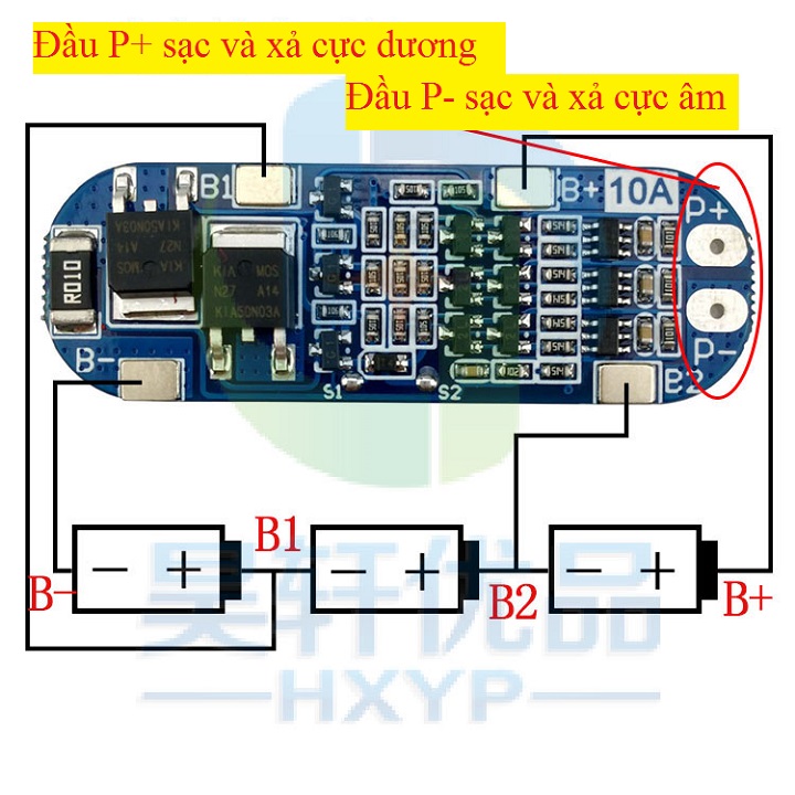 Mạch sạc bảo vệ pin  3S 12V -10A