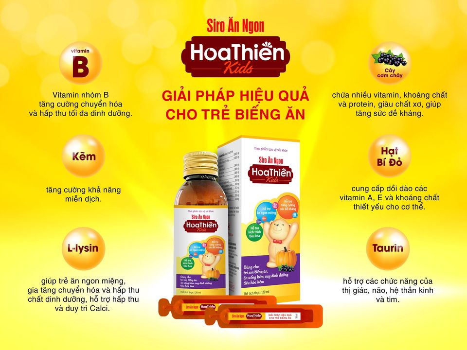 [HCM]Siro Ăn Ngon Hoa Thiên Kids (Hộp/chai 120ml)