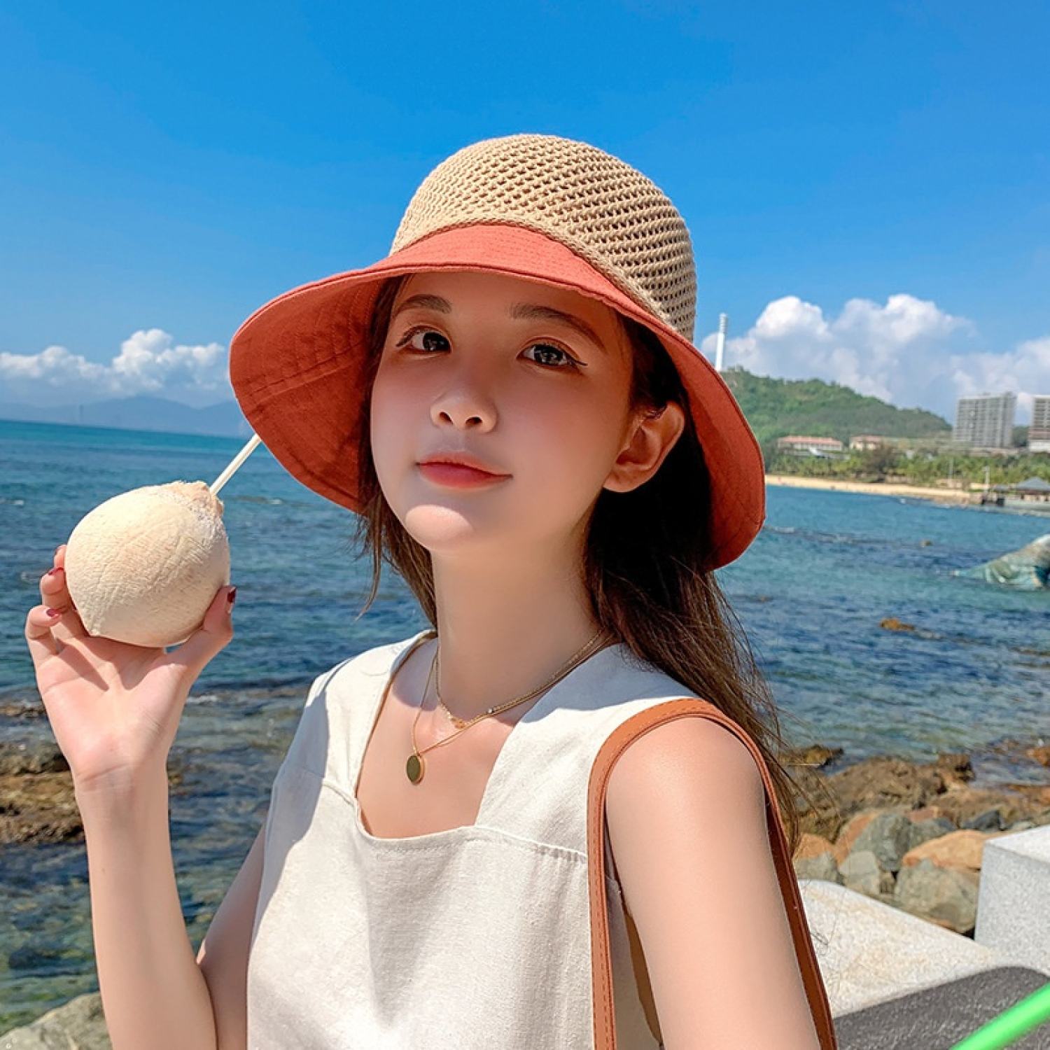 Mũ vành lưới thắt nơ thời trang